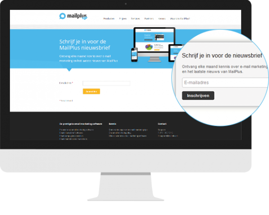Inschrijvingen via een website pop-up