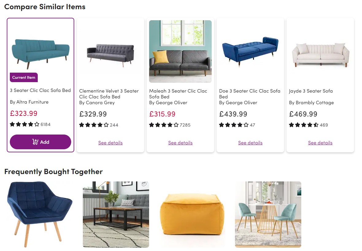 Recommendation Blocks - Wayfair