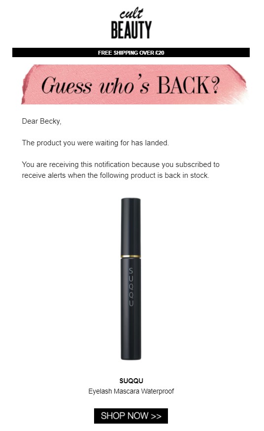 Stock updates - Cult Beauty
