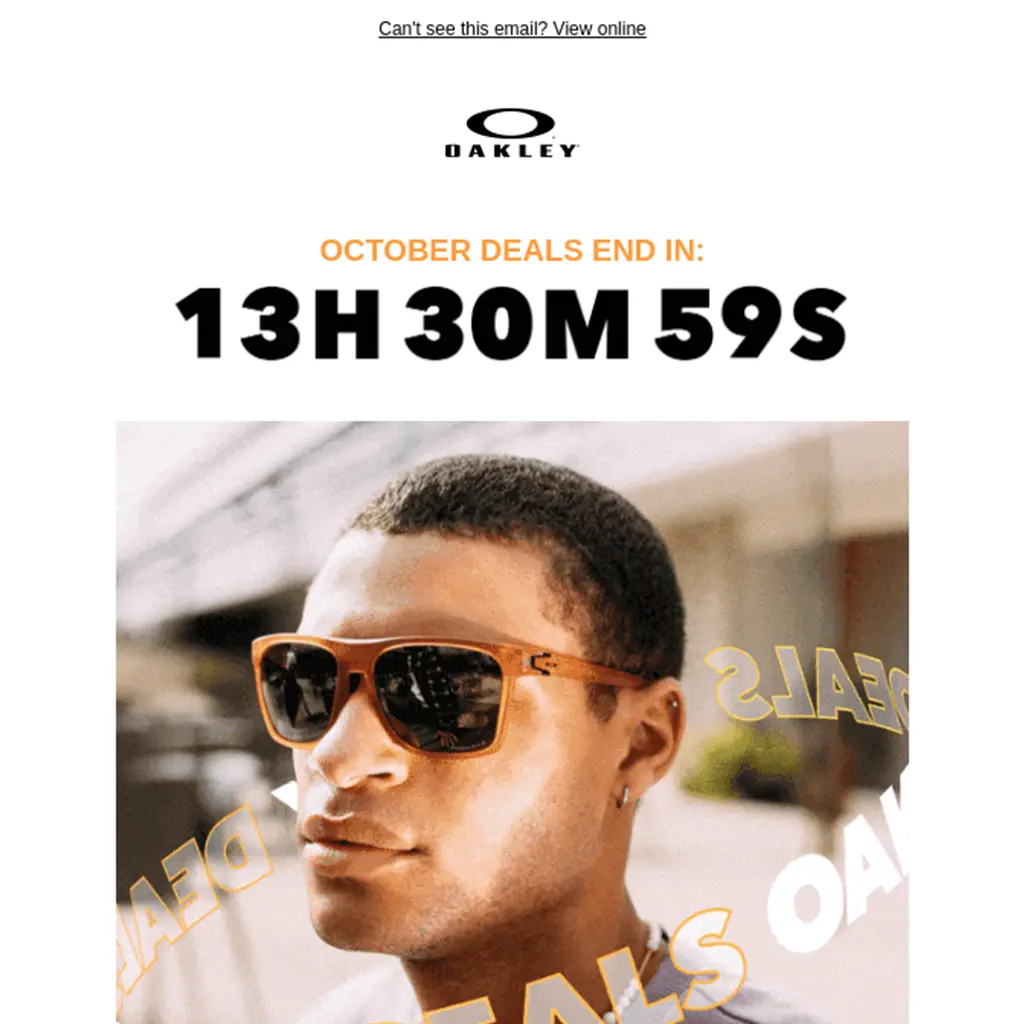 Example of a countdown timer in a marketing email