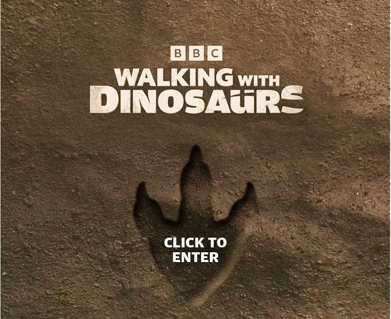 Above the fold view de e-mails van de BBC over Walking with Dinosaurs
