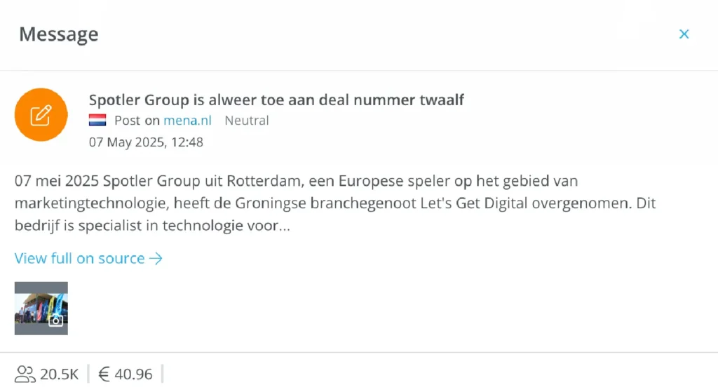 Media monitoring toegepast: overnames in de B2B