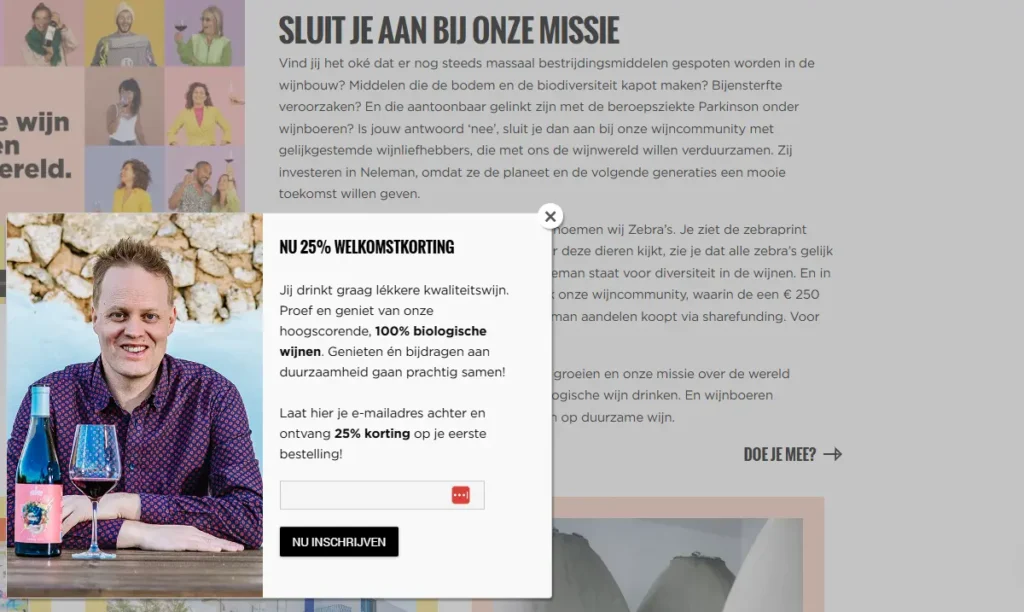 25% welkomstkorting voor Neleman wijnen.