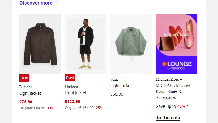 Order confirmation email sent by Zalando