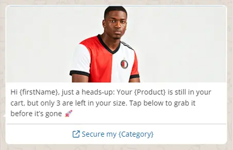 WhatsApp example of using CDP data to enrich messaging.