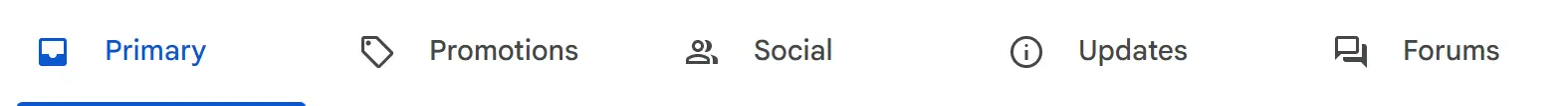Five basic folders in Gmail. Inbox placement can happen in all, even when most marketers think they need to be in Primary.