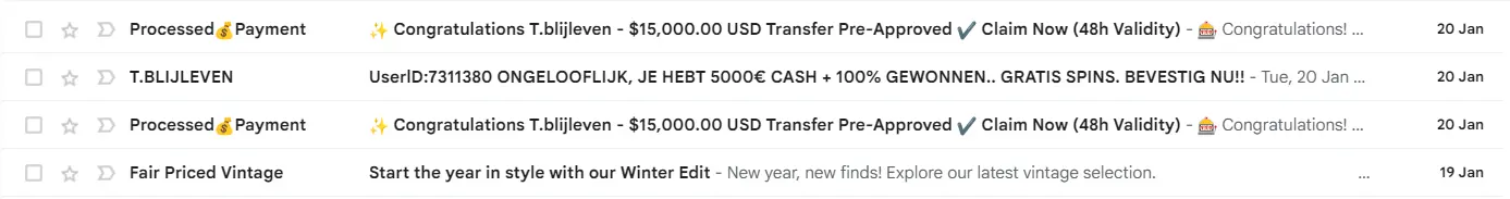 An example of inbox placement gone wrong, where a valid email got sent to spam.