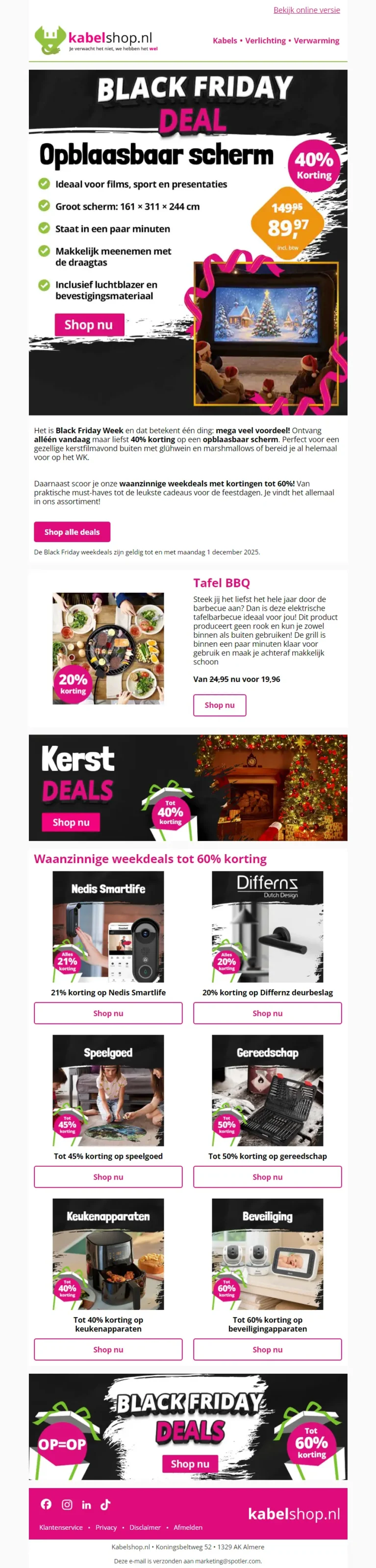 Nieuwsbrief voorbeeld van Kabelshop