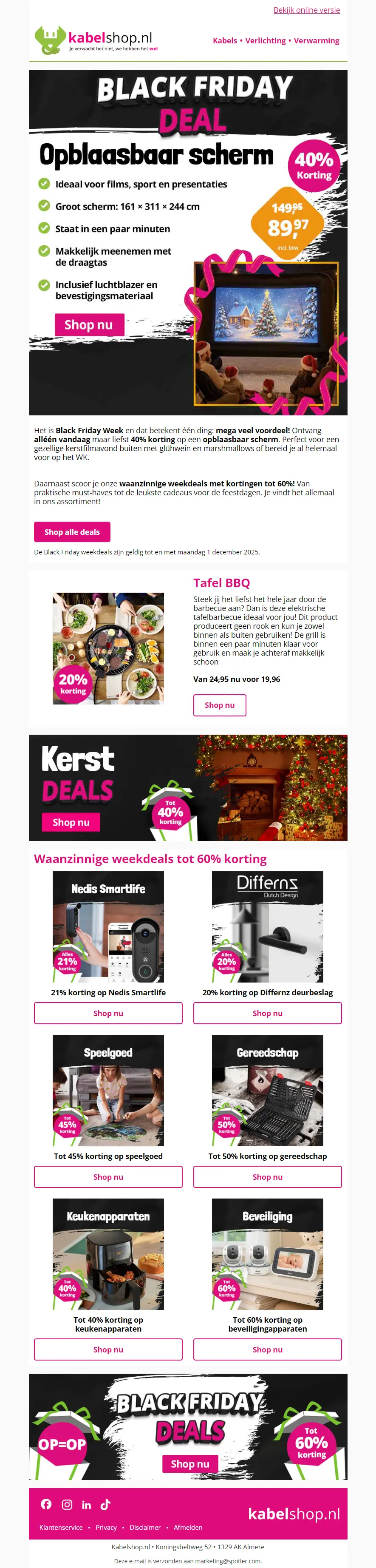 Nieuwsbrief voorbeeld van Kabelshop